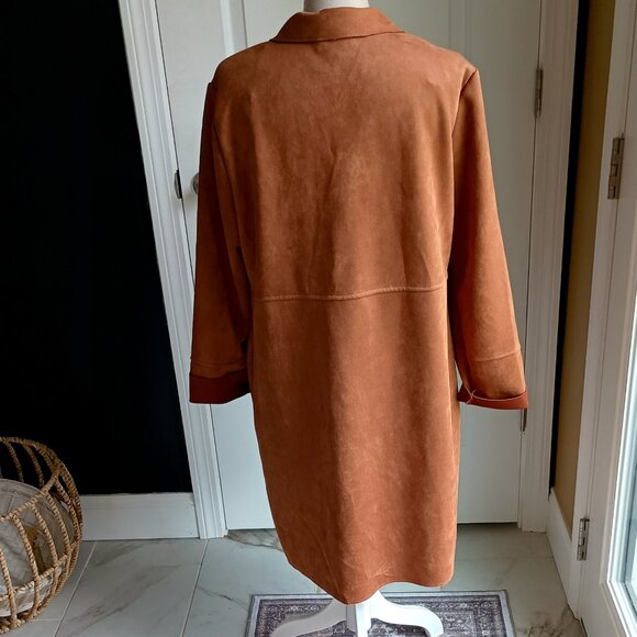 NWOT! VEGAN SUEDE OPEN LONG CARDIGAN SHACKET - Picture 4 of 5